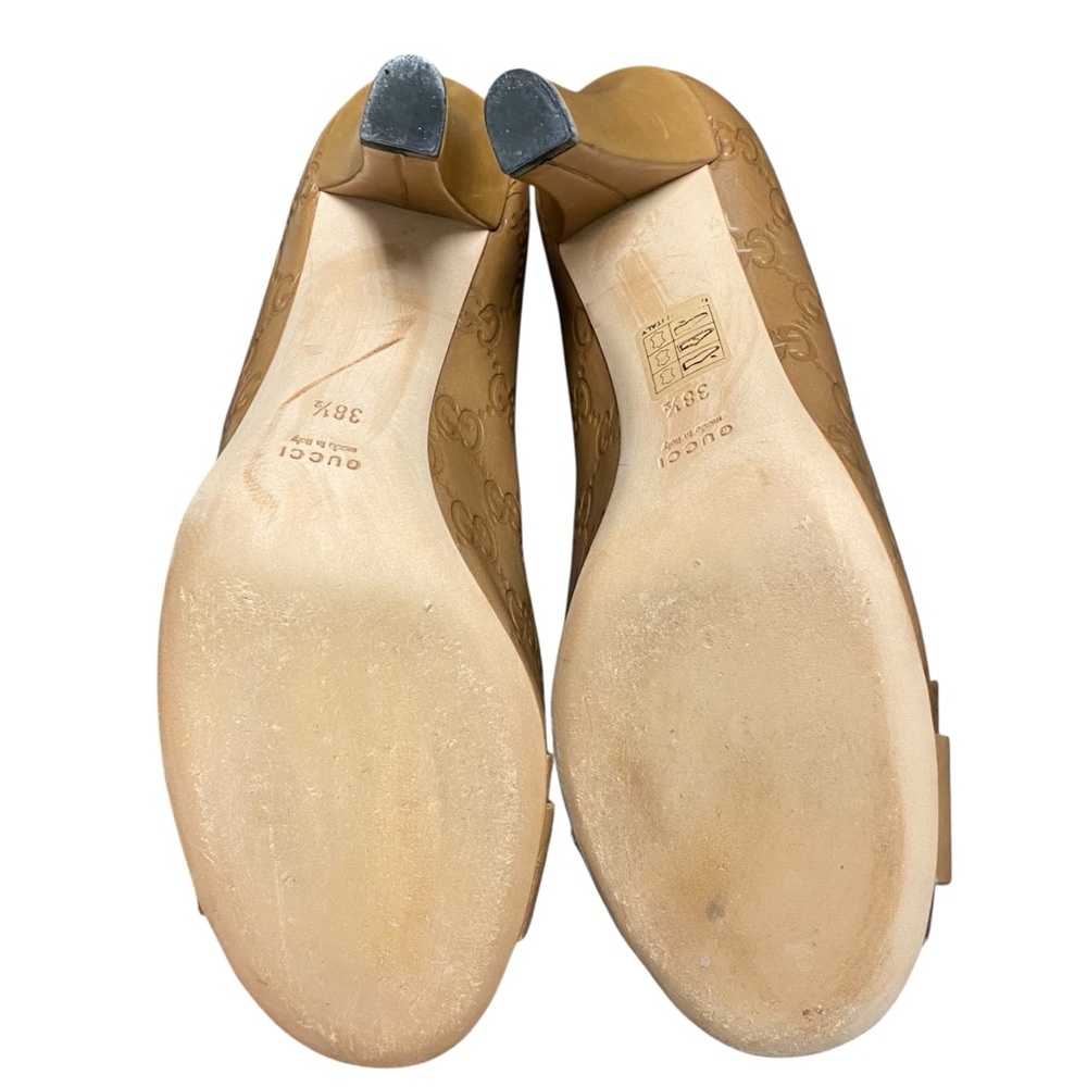 Gucci Caramel Guccissima Interlocking G Open Toe Pumps - Picture 7 of 8